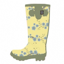 Lady customized beige rubber rain boot welly