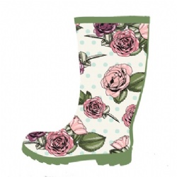 Lady customized rose rubber rain boot welly