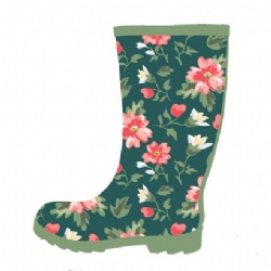 Lady customized floral rubber rain boot welly