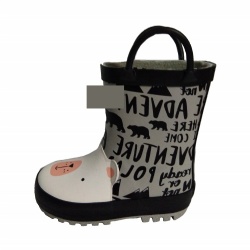 Kids white bear rubber rain boot