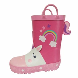 Pink rain shoes for kids with cuff