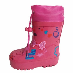 Girls pink butterfly rubber rain boot with cuff