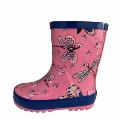 Girl's pink color rubber rain boots