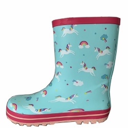 Blue rubber rain boots