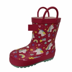 Pink rubber rain boots