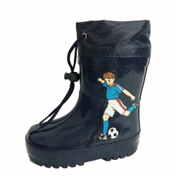 Boys navy soccer rubber rain boot with cuff