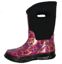 Kids waterproof pink neoprene rubber rain boot welly