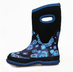 Kids waterproof blue neoprene rubber rain boot welly