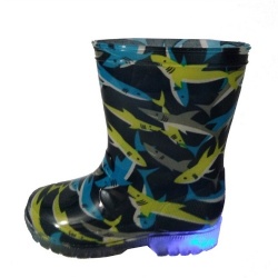 Boys kids  pvc rain boot with led light