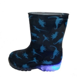 Boys kids  pvc rain boot with led light