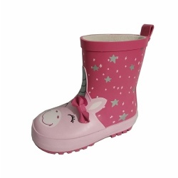 Girls pink 3D unicorn rubber rain boot