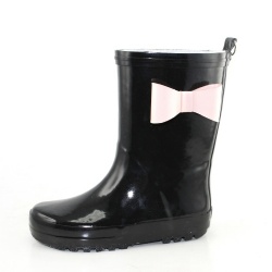 Kids customized black rubber rain boot welly