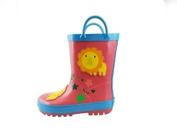 Kids low price orange rubber rain boot welly