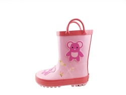 Kids low price pink rubber rain boot welly