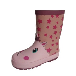 Girls pink 3D unicorn rubber rain boot