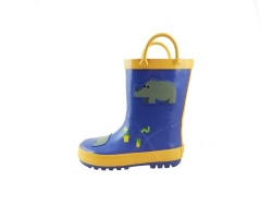 Kids low price blue rubber rain boot welly