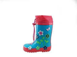 Kids cute animal rubber rain boot welly with cuff