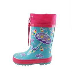 Kids customized butterfly rubber rain boot welly with cuff