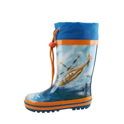 Kids customized airplane rubber rain boot welly with cuff