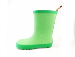 Kids customized green pattern rubber rain boot welly