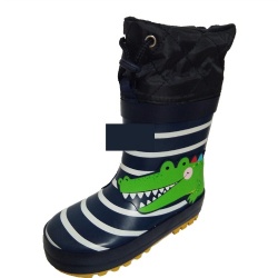 Kids green crocodile rubber rain boot with cuff