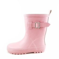 Kids wholesale solid pink rubber rain boot welly