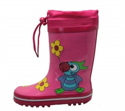 Kids wholesale pink rubber rain boot welly with cuff