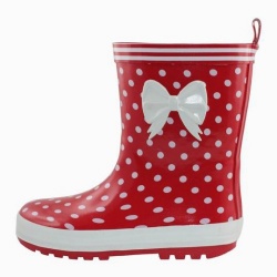 Kids short pink dot rubber rain boot welly