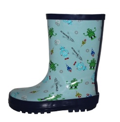 Kids popular blue robot rubber rain boot welly