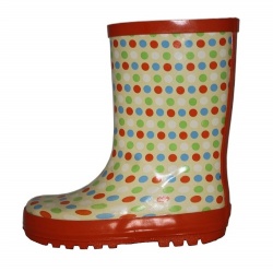 Kids popular colorful dot rubber rain boot welly