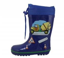 Kids popular navy car rubber rain boot welly with cuff