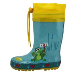 Kids popular cute frog rubber rain boot welly with cuff