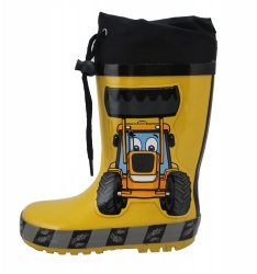 Kids popular tractor rubber rain boot welly with cuff