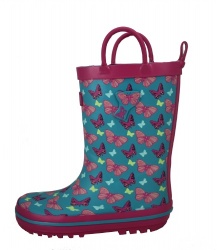 Kids hotsale rubber rain boot welly with handle