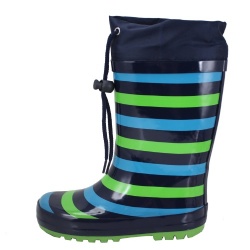 Kids customized stripe rubber rain boot welly with cuff