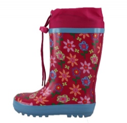 Kids customized pink floral rubber rain boot welly with cuff