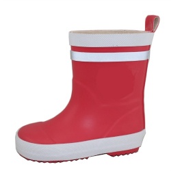 Kids short reflective red rubber rain boot welly