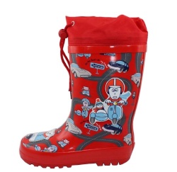 Kids latest hotsale red rubber rain boot welly wtih cuff