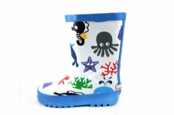 Kids waterproof blue rubber rain boot welly