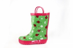 Kids waterproof pink ladybug rubber rain boot welly