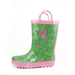 Kids waterproof green hotsale rubber rain boot welly