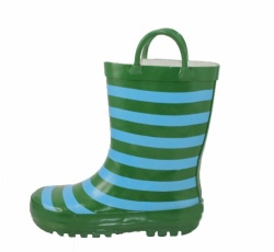 Kids waterproof blue stripe rubber rain boot welly