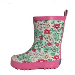 Kids newest customized pink floral rubber rain boot welly