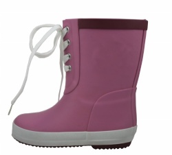 Kids hotsale purple shoelace rubber rain boot welly