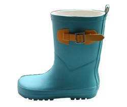 Kids hotsale solid buckle rubber rain boot welly