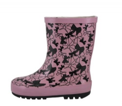 Kids hotsale pink lines rubber rain boot welly