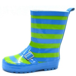 Kids hotsale blue stripe rubber rain boot welly