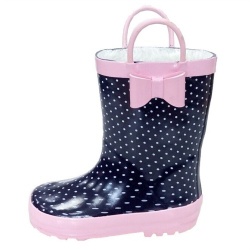 Kids newest pink dot rubber rain boot welly