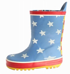 Kids newest blue star rubber rain boot welly