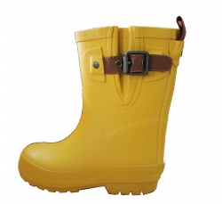 Kids waterproof yellow matty rubber rain boot welly